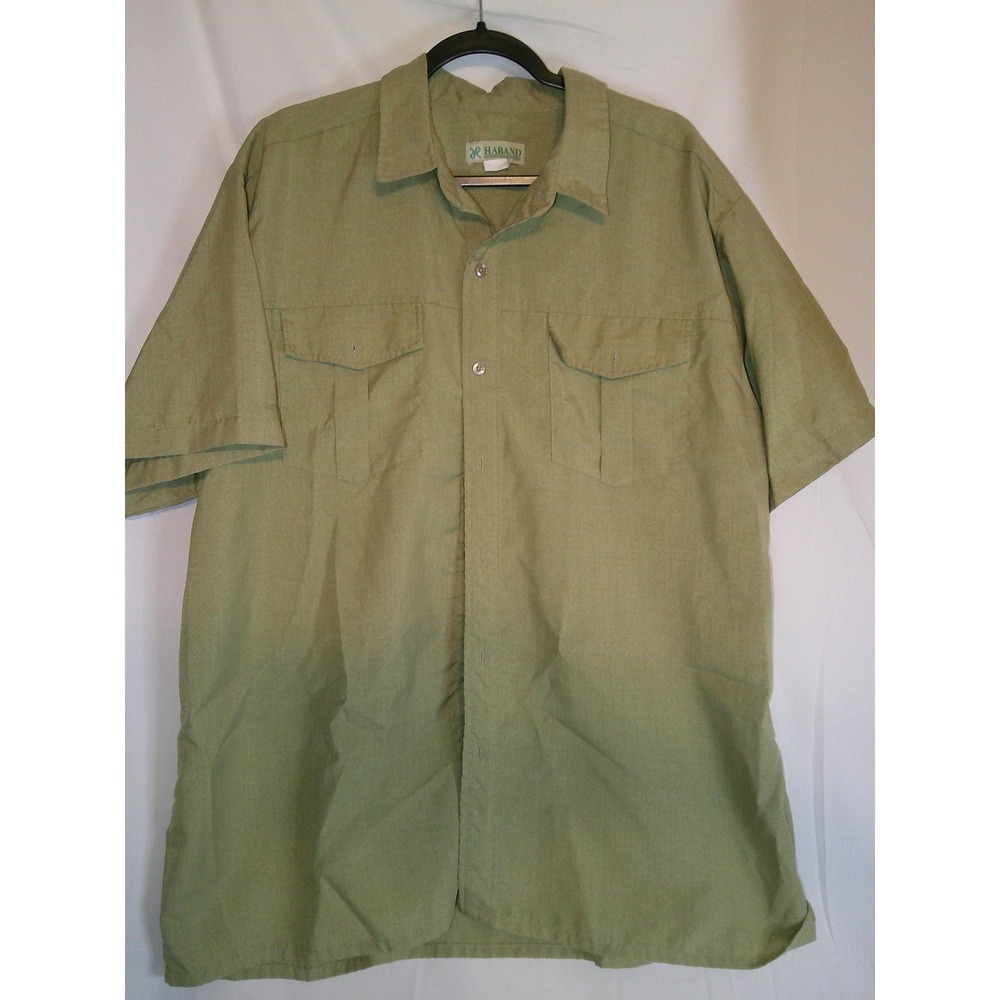 Haband Sage Green Safari Style Short Sleeve Button‎ Down Shirt 2XL